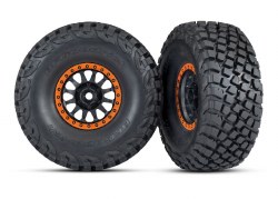 Traxxas Tires & wheels, Method 101 black w/orange Baja KR3 (2)