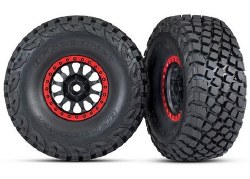 Tires and wheels, assembled, glued (Method Racing wheels, black with red beadlock, BFGoodrich Baja K