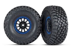 Tires and wheels, assembled, glued (Method Racing wheels, black with blue beadlock, BFGoodrich Baja