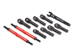 Toe links, E-Revo VXL (TUBES red-anodized, 7075-T6 aluminum, stronger than titanium) (144mm) (2)/ ro