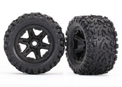 Traxxas Tires & wheels, assembled, glued (black Carbide wheels, Talon EXT tires, foam inserts) (2) (
