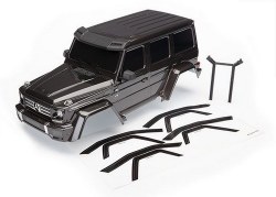 Traxxas Body, Mercedes-Benz G-500 4x4, complete (black) (includes rear body post, grille, side mirro