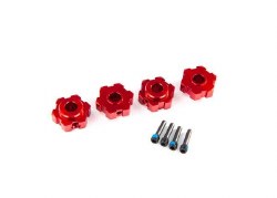 Wheel hubs, hex, aluminum (red-anodized) (4)/ 4x13mm screw pins (4)