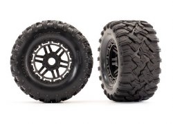 Traxxas Tires & wheels, assembled, glued (black wheels, Maxx All-Terrain tires, foam inserts) (2) (1