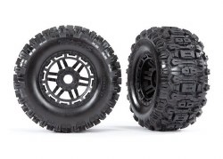 Sledgehammer Tires & wheels, assembled, glued (black wheels, dual profile (2.8" outer, 3.6" inner),