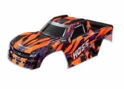 Traxxas Body, Hoss 4X4 VXL, orange/ window, grille, lights decal sheet (assembled with front & rear