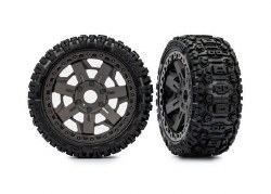 Traxxas Tires & wheels, assembled, glued (3.0" gray wheels, Sledgehammer?? tires, foam inserts) (2)