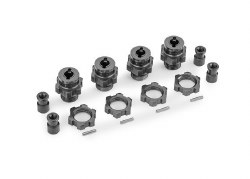 Traxxas Wheel hubs, splined, 17mm, short (gray-anodized) (4)/ wheel nuts, splined, 17mm (gray-anodiz
