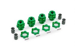 Traxxas Wheel hubs, splined, 17mm, short (green-anodized) (4)/ wheel nuts, splined, 17mm (green-anod