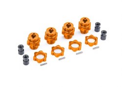 Traxxas Wheel hubs, splined, 17mm, short (orange-anodized) (4)/ wheel nuts, splined, 17mm (orange-an