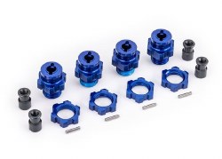 Wheel hubs, splined, 17mm, short (blue-anodized) (4)/ wheel nuts, splined, 17mm (blue-anodized) (4)/