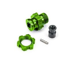Traxxas Wheel hub, splined, 17mm, short (green-anodized) (1)/ wheel nut, splined, 17mm (green-anodiz
