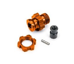 Traxxas Wheel hub, splined, 17mm, short (orange-anodized) (1)/ wheel nut, splined, 17mm (orange-anod
