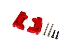 Caster blocks (c-hubs), extreme heavy duty, red (left & right)/ 3x26mm hinge pins (2)/ 3x15mm BCS (2