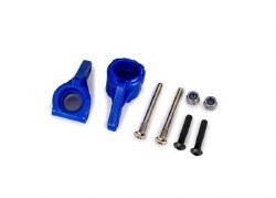 Steering blocks, extreme heavy duty, blue (left & right)/ 3x26mm hinge pins (2)/ 3x15mm BCS (2) (for