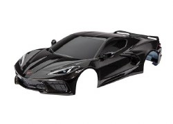 Traxxas Body, Chevrolet Corvette Stingray, complete (black) (painted, decals applied) (includes side