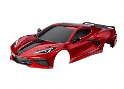 Traxxas Body, Chevrolet Corvette Stingray, complete (red) (painted, decals applied) (includes side m