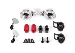 Mirrors, side (left & right)/ mounts (2)/ headlight housings (left & right)/ headlight lens (2)/ tai