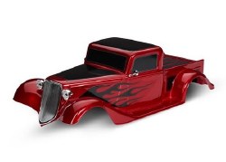 Traxxas Body, Factory Five '35 Hot Rod Truck, complete (red) (painted, decals applied) (includes fro