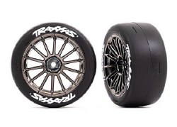 Tires And Wheels, Assembled, Glued (Multi-Spoke Black Chrome Wheels, 2.0" Slick Tires With Logo, Foa