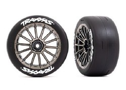 Tires And Wheels, Assembled, Glued (Multi-Spoke Black Chrome Wheels, 2.0" Slick Tires With Logo, Foa