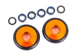 Wheels, Wheelie Bar, 6061-T6 Aluminum (Orange-Anodized) (2)/ 5X8X2.5Mm Ball Bearings (4)/ O-Rings (2