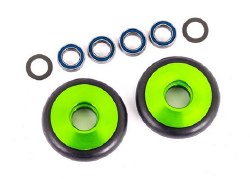 Wheels, Wheelie Bar, 6061-T6 Aluminum (Green-Anodized) (2)/ 5X8X2.5Mm Ball Bearings (4)/ O-Rings (2)