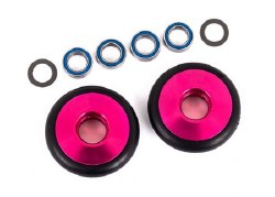 Wheels, Wheelie Bar, 6061-T6 Aluminum (Pink-Anodized) (2)/ 5X8X2.5Mm Ball Bearings (4)/ O-Rings (2)/