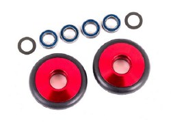 Wheels, Wheelie Bar, 6061-T6 Aluminum (Red-Anodized) (2)/ 5X8X2.5Mm Ball Bearings (4)/ O-Rings (2)/