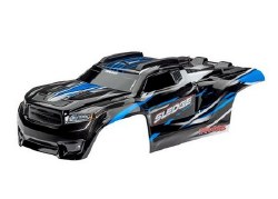 Traxxas Body, Sledge, blue/ window, grille, lights decal sheet (assembled with front & rear body mou