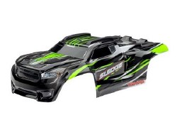 Traxxas Body, Sledge, green/ window, grille, lights decal sheet (assembled with front & rear body mo