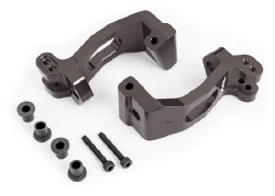 Caster Blocks (C-Hubs), 6061-T6 Aluminum (Dark Titanium-Anodized), Left & Right/ Kingpin Bushings (4