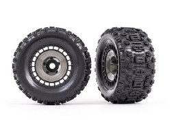 Tires And Wheels, Assembled, Glued (3.8" Black Wheels, Gray Wheel Covers, Sledgehammer Tires, Foam I