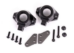 Steering blocks, left & right/ steering block arms (aluminum, dark titanium-anodized) (2)/ 3x18mm CS