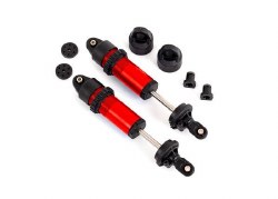 Traxxas Shocks, GT-Maxx, alum, assembled w/o springs (2)(Red)