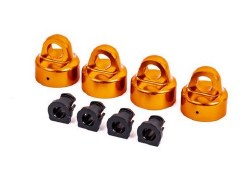 Shock caps, aluminum (orange-anodized), GT-Maxx shocks (4)/ spacers (4) (for Sledge)