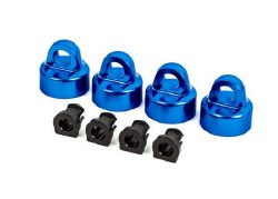 Shock caps, aluminum (blue-anodized), GT-Maxx shocks (4)/ spacers (4) (for Sledge)