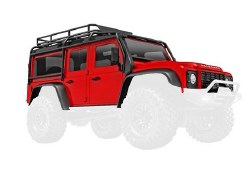 Traxxas Body, Land Rover Defender, Complete, Red  (Includes Grille, Side Mirrors, Door Handles, Fend