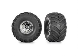 Traxxas Tires & wheels, assembled (chrome 1.2" wheels, Terra Groove 3.0x1.0" tires) (2)