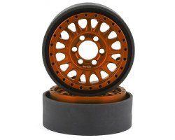 KMC KM445 Impact 1.9" Beadlock Crawler Wheels (Orange) (2)
