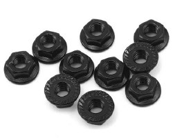 4mm Aluminum Serrated Lock Nut (10) (Black)