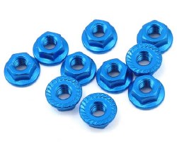4mm Aluminum Serrated Lock Nut (10) (Blue)