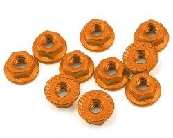 4mm Aluminum Serrated Lock Nut (10) (Orange)