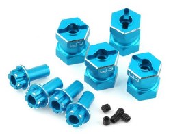 12mm Aluminum Hex Adaptors (Blue) (4) (15mm Offset)
