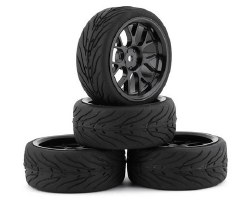 Spec T Pre-Mounted On-Road Touring Tires w/CS Wheels (Black) (4)