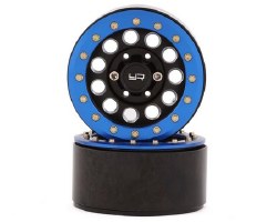 1.9" Aluminum F-RG Beadlock Wheels w/12mm Hex (Black/Blue) (2)