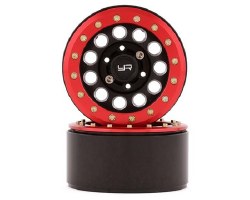 1.9" Aluminum F-RG Beadlock Wheels w/12mm Hex (Black/Red) (2)