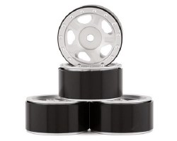 SCX24 1.0" Aluminum 5 Spoke Slotted Beadlock Wheels (Silver) (4)