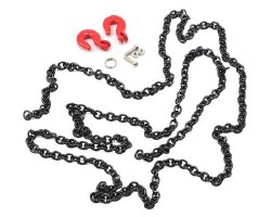 96cm 1/10 Crawler Scale Steel Chain Accessory w/Red Hooks (Black)