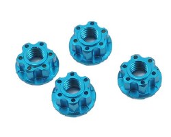4mm Aluminum Serrated Wheel Lock Nut (4) (Blue)